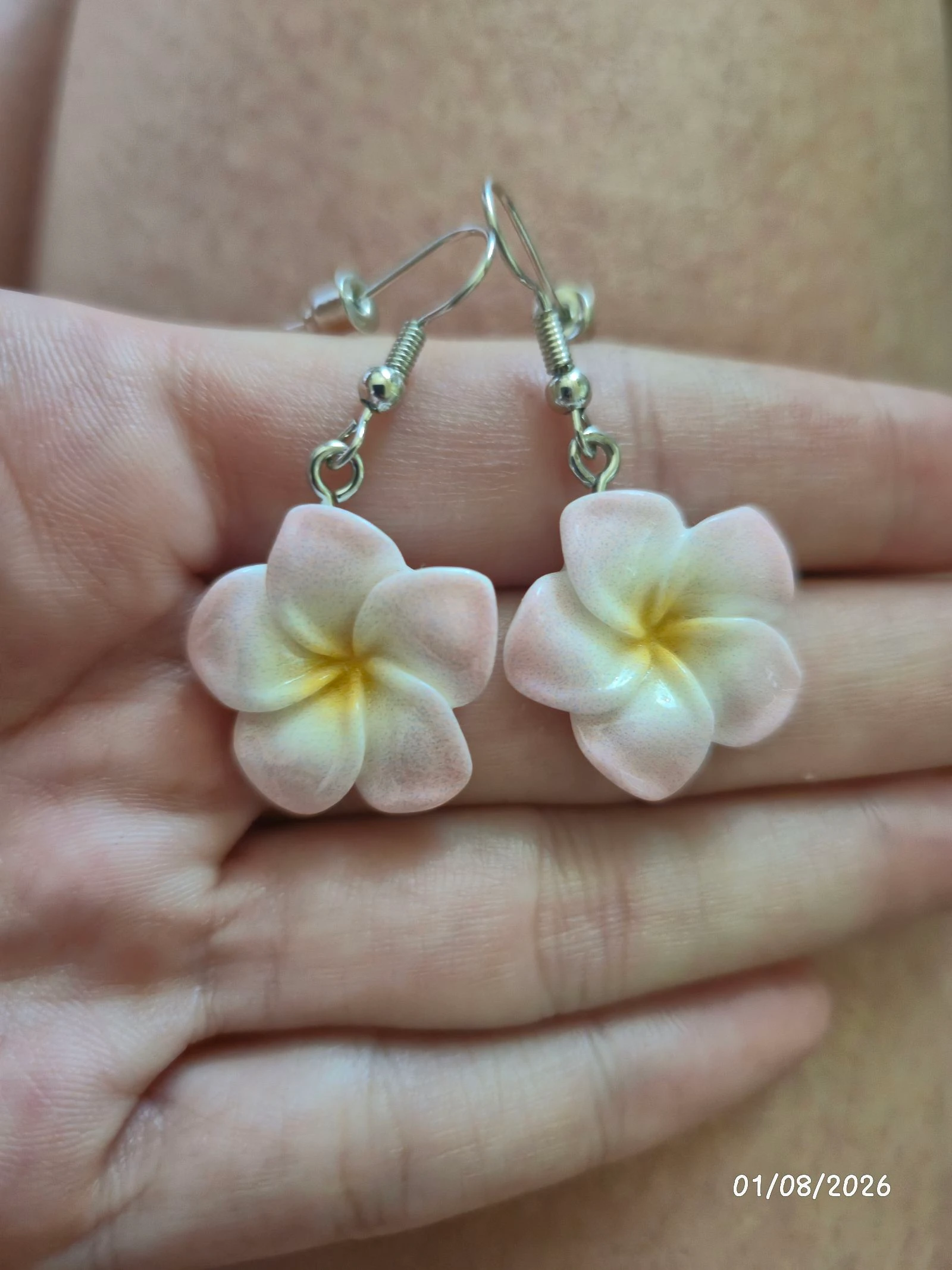 Boucles oreilles fleur rose 